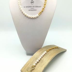 Collana Rock con Perle e Catena dorata