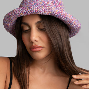 Wide-Brim Hat with Natural Stones