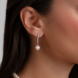 Earrings with freshwater pearls and rhodium-plated 925 silver