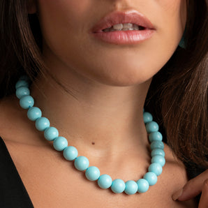 Necklace with Turquoise Paste Pearls