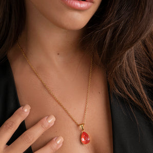 Collana con Cristalli Pesca e Acquamarina su Ottone Dorato