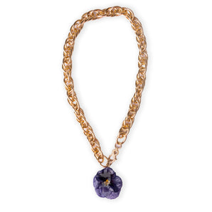 Necklace with Purple Pansy Flower