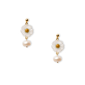 Crystallized Daisies and Pearls Earrings