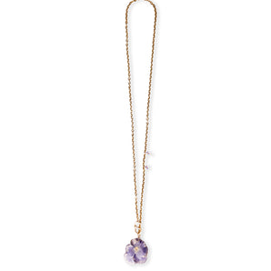 Viola del Pensiero Necklace with Crystallized Flower and Swarovski