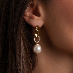 Orecchini Eleganti con Perle Bianche
