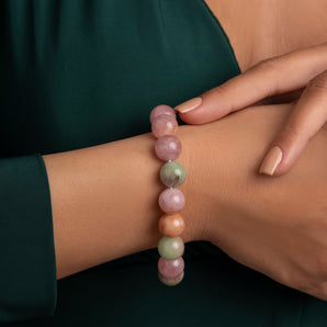 Bracciale con sfere di Giada colorata e chiusura in Argento 925