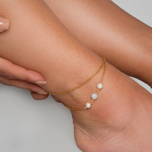 Anklet with jade gem and Mallorcan pearls