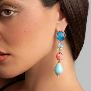 Elegant earrings with turquoise paste drops