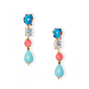 Elegant earrings with turquoise paste drops