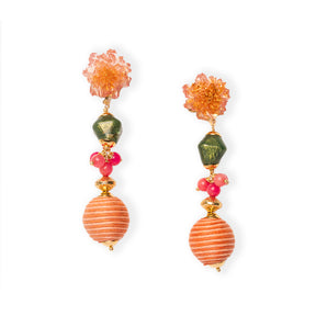 Bahia Earrings with Wood and Gemstones