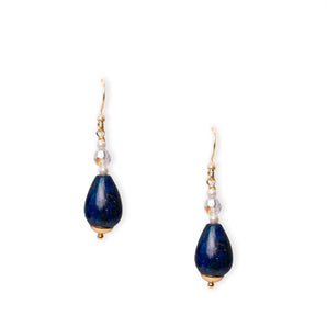 Lapis Lazuli Pearl Earrings and Swarovski Crystal Spheres