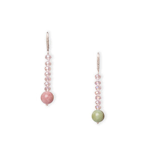 Jade and Swarovski earrings with light pink faceted washers