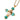 Cross Necklace with Cultured Pearls and Aqua Green Stones