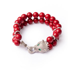 Panther Bracelet with Coral Paste