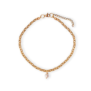 Anklet with Mallorcan Pearl and Golden Chain