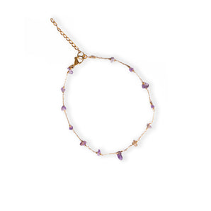 Anklet with Lavender Amethysts on Golden Brass