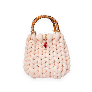 Woven Cotton Jewel Bag with Bamboo Handles