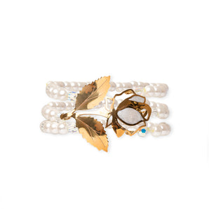 Sartorial Gold Bath Pink Bracelet with White Pearls