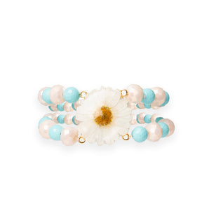 Daisy Flower Bracelet with Turquoise Paste and Crystals