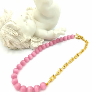 collana occhio di gatto rosa